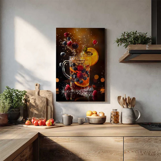 Tableau déco Tasse d’eau Fruitée Gourmande dans une cuisine