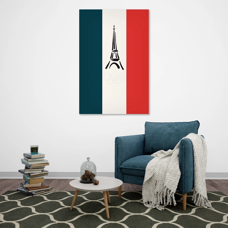 Tableau  de décoration Tour Eiffel et Drapeau Français (JO Paris 2024)