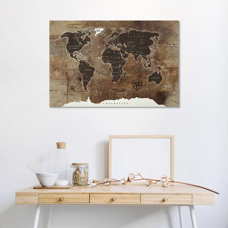 Tableau décoratif style Scandinave d'une mappemonde