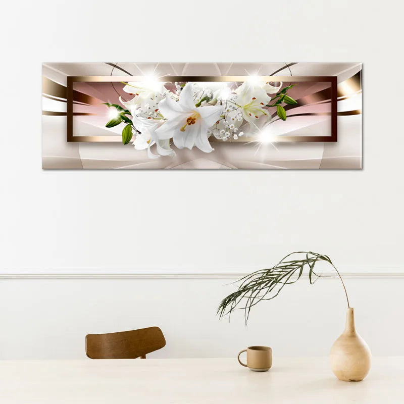 Tableau Design Panoramique avec des Fleurs - TabloDéco.fr