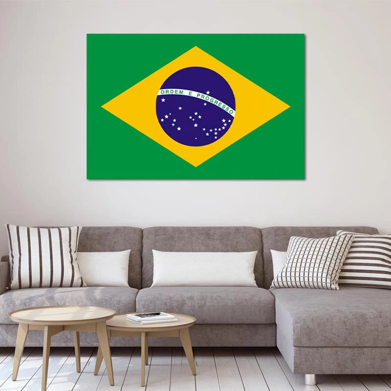 Toile décorative du Drapeau du Brésil - TabloDéco.fr