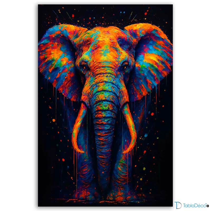Tableau Éléphant Coloré - TabloDéco.fr
