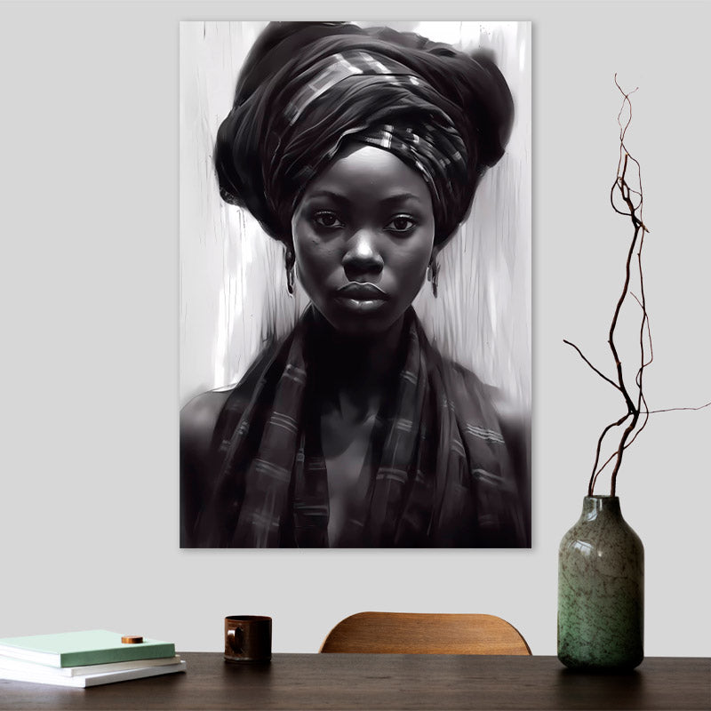 Tableau Femme Africaine Noir et Blanc - TabloDéco.fr