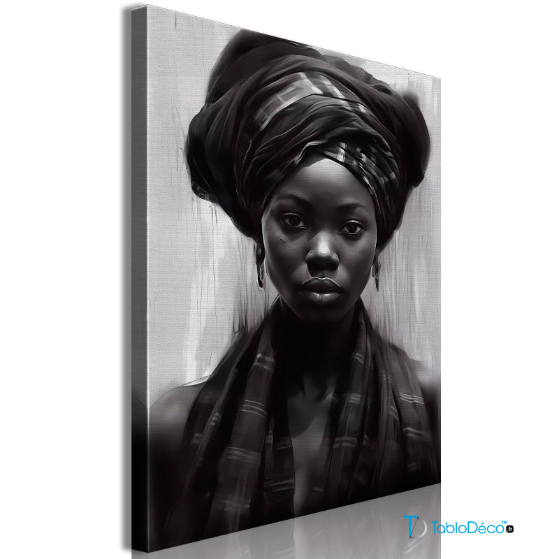 Acheter un Tableau d'une Femme Africaine en Noir et Blanc - TabloDéco.fr