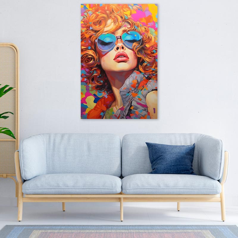 Toile décorative ave une Femme des 70's - TabloDéco.fr