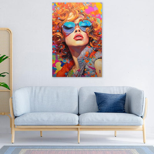 Toile décorative ave une Femme des 70's - TabloDéco.fr