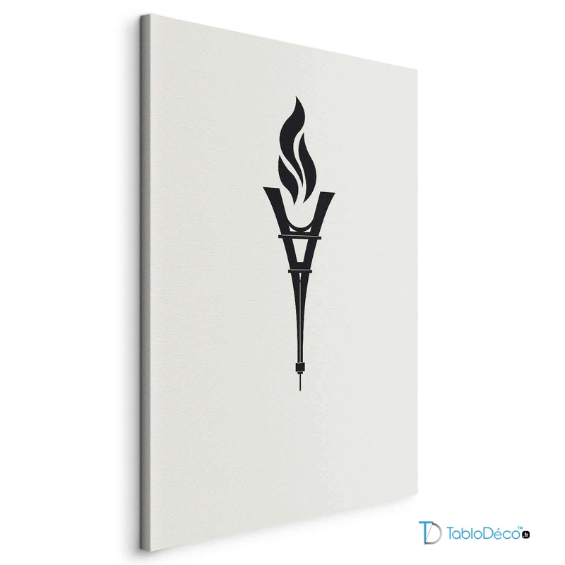 Tableau Flamme Olympique Noir et Blanc (JO Paris 2024)