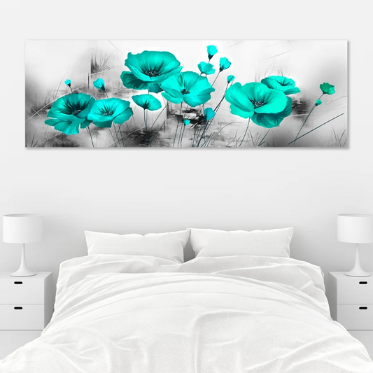 Tableau Fleurs Turquoise Coquelicots