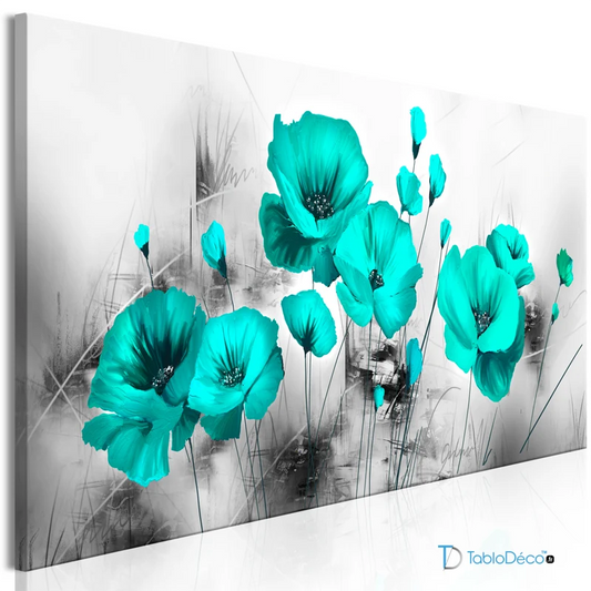 Tableau Fleurs Turquoise Coquelicots