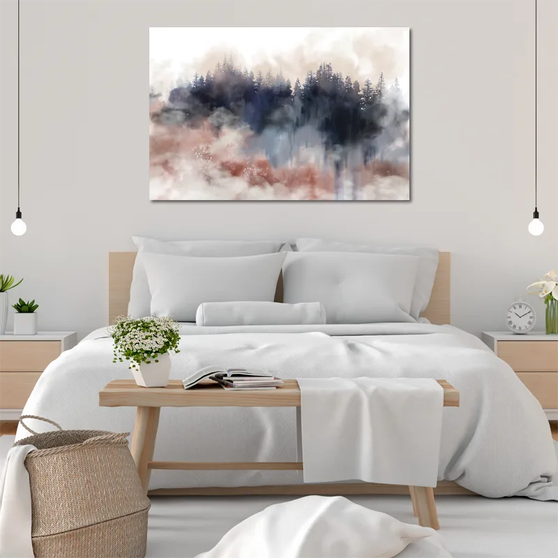 Toile déco d'une Forêt style Abstrait dans une chambre - TabloDéco.fr