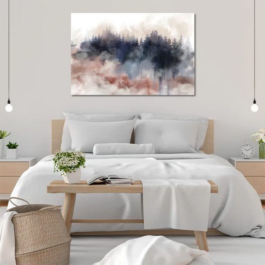Toile déco d'une Forêt style Abstrait dans une chambre - TabloDéco.fr