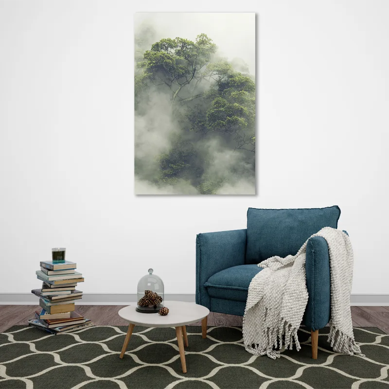 Toile murale sur toile de la Forêt Amazonienne dans un salon - TabloDéco.fr
