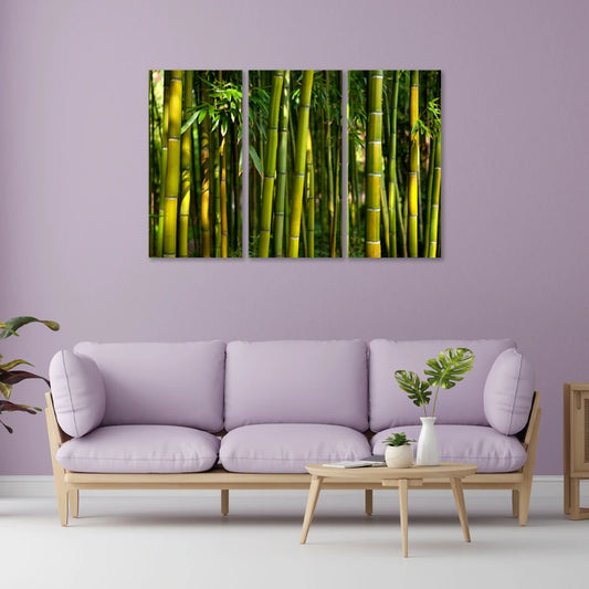 Toile déco d'une Forêt de Bambous dans un salon - TabloDéco.fr