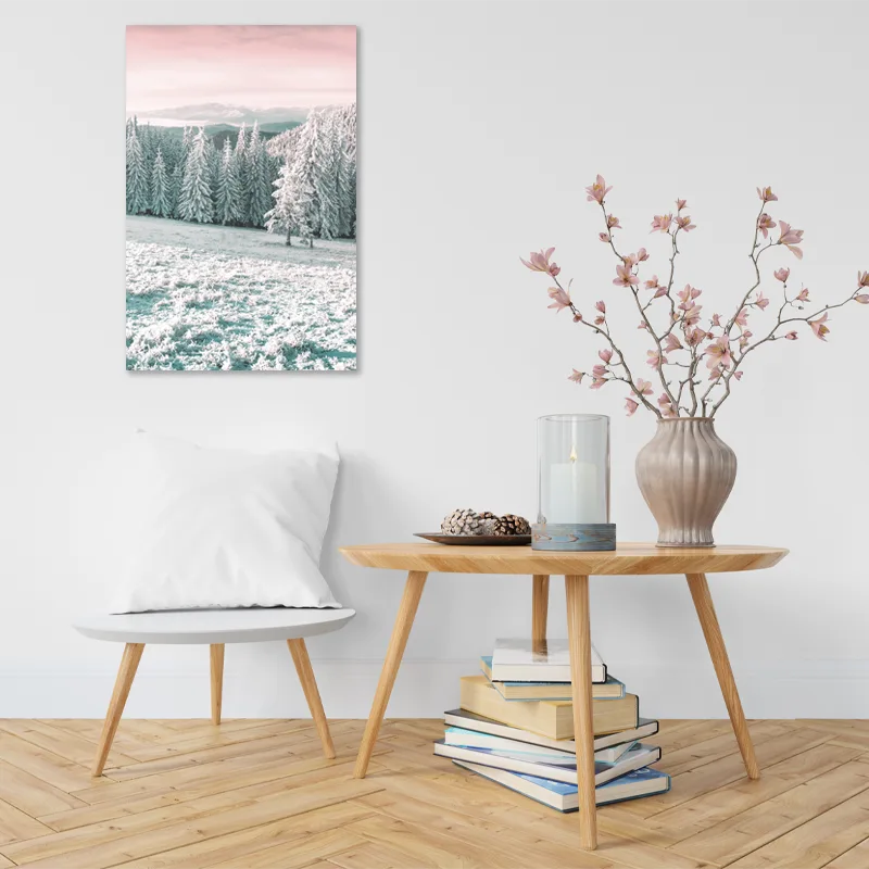 Toile décorative d'une Forêt de Sapins en Hiver - TabloDéco.fr