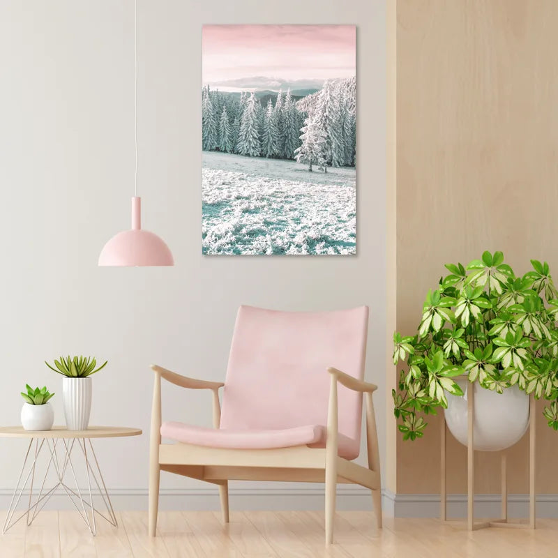 Tableau Forêt de Sapin en Hiver - TabloDéco.fr