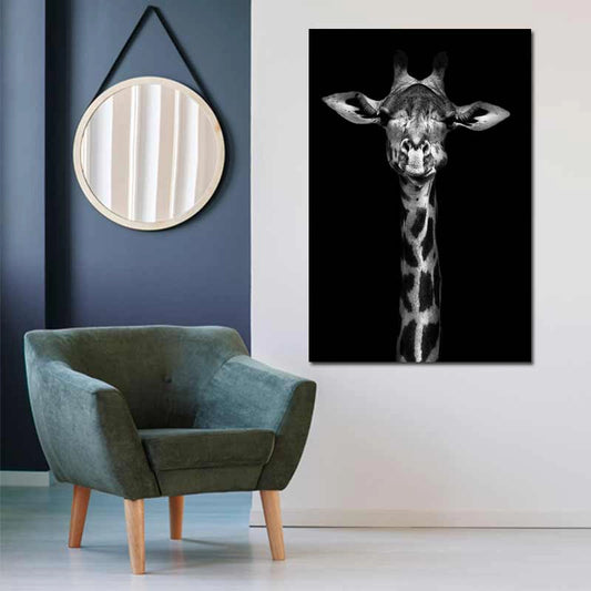 Tableau sur toile imprimée Girafe Noir et Blanc - TabloDéco.fr