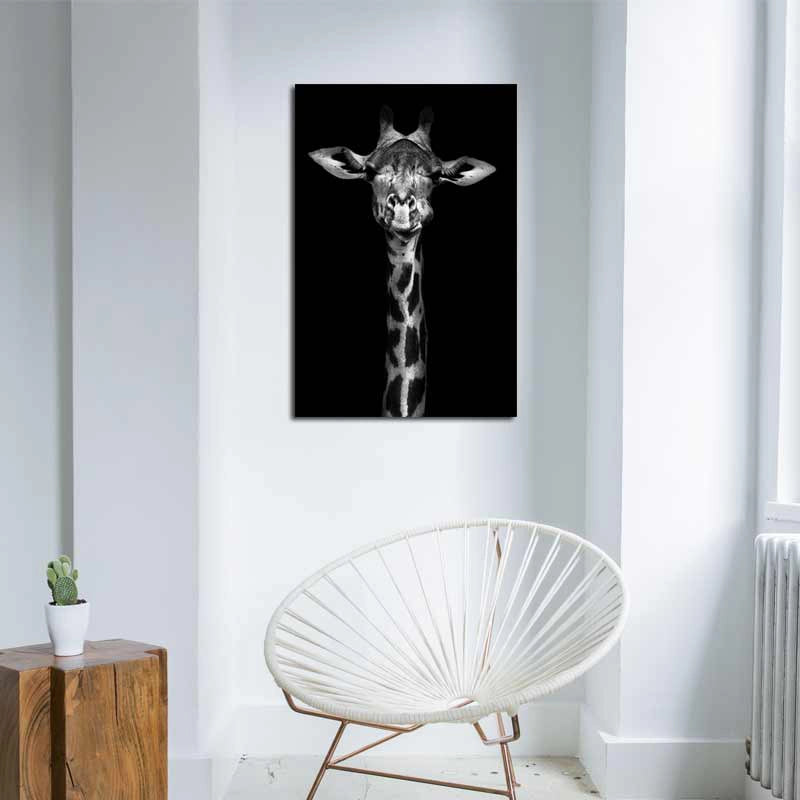 Tableau de décoration d'une Girafe Noir et Blanc - TabloDéco.fr