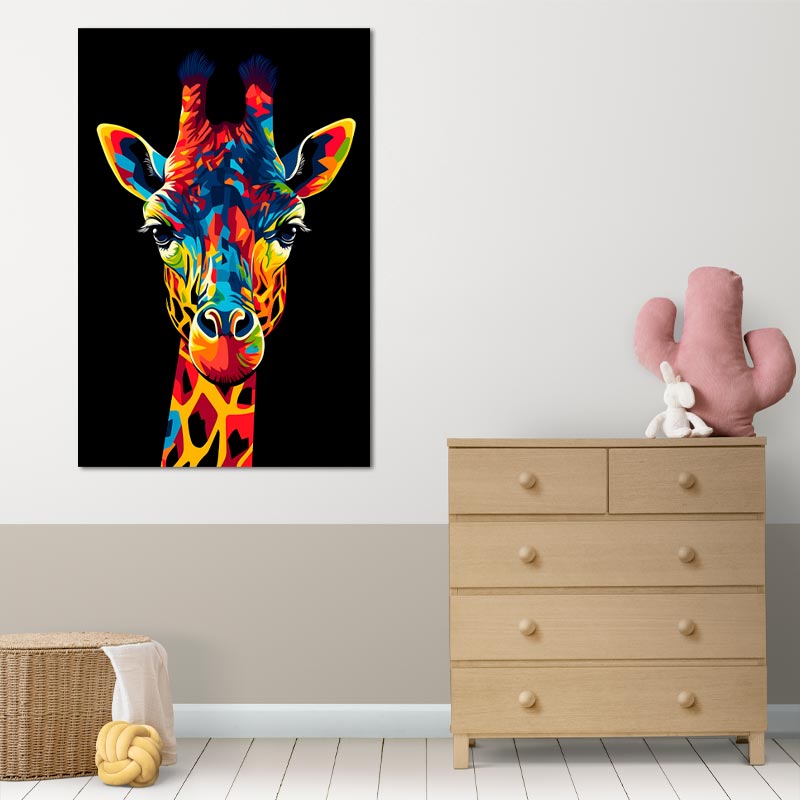 Tableau déco sur toile d'une Girafe Pop Art - TabloDéco.fr