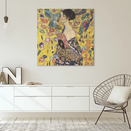 Toile de La Dame à l'éventail de Gustav Klimt - TabloDéco.fr