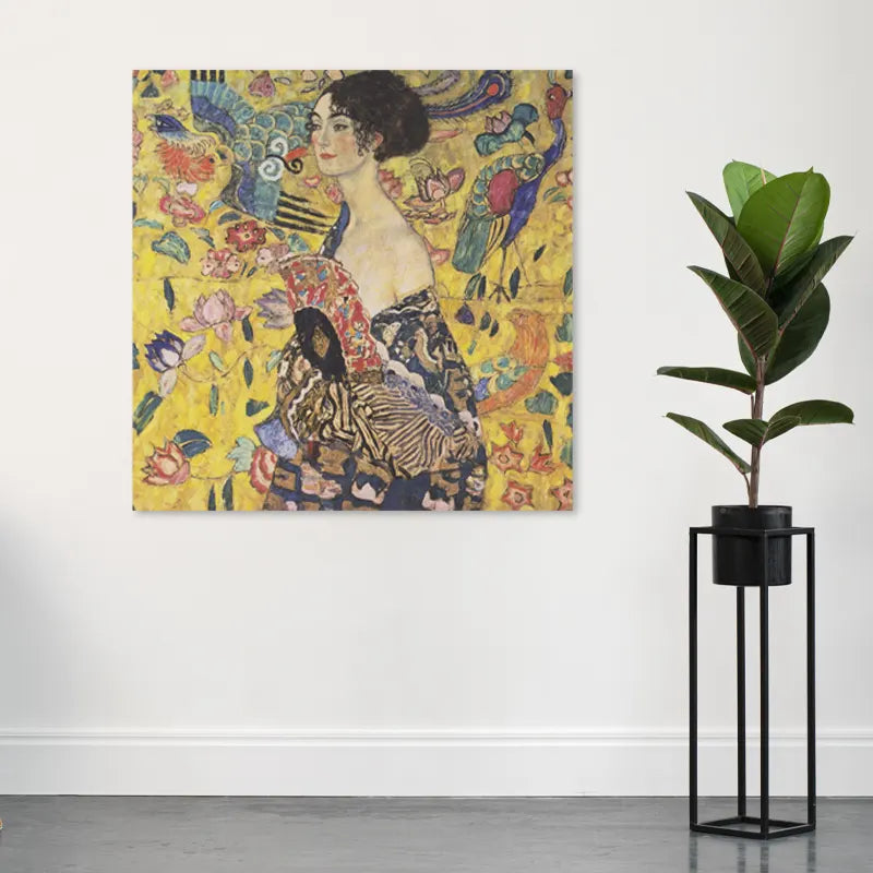 Tableau de La Dame à l'éventail de Gustav Klimt - TabloDéco.fr