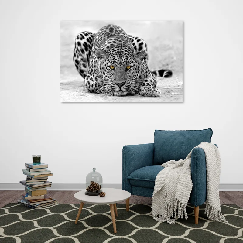 Tableau Léopard Noir et Blanc - TabloDéco.fr