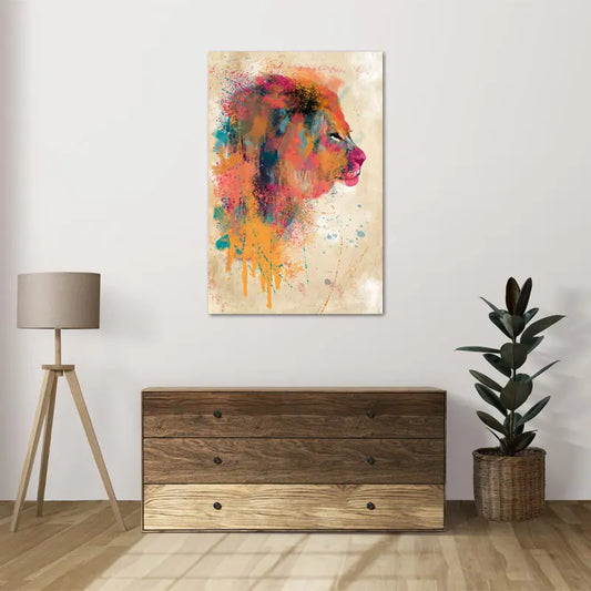 Toile déco avec un Lion Abstrait en Couleurs - TabloDéco.fr