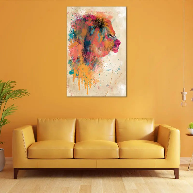 Tableau Lion Abstrait Couleurs - TabloDéco.fr