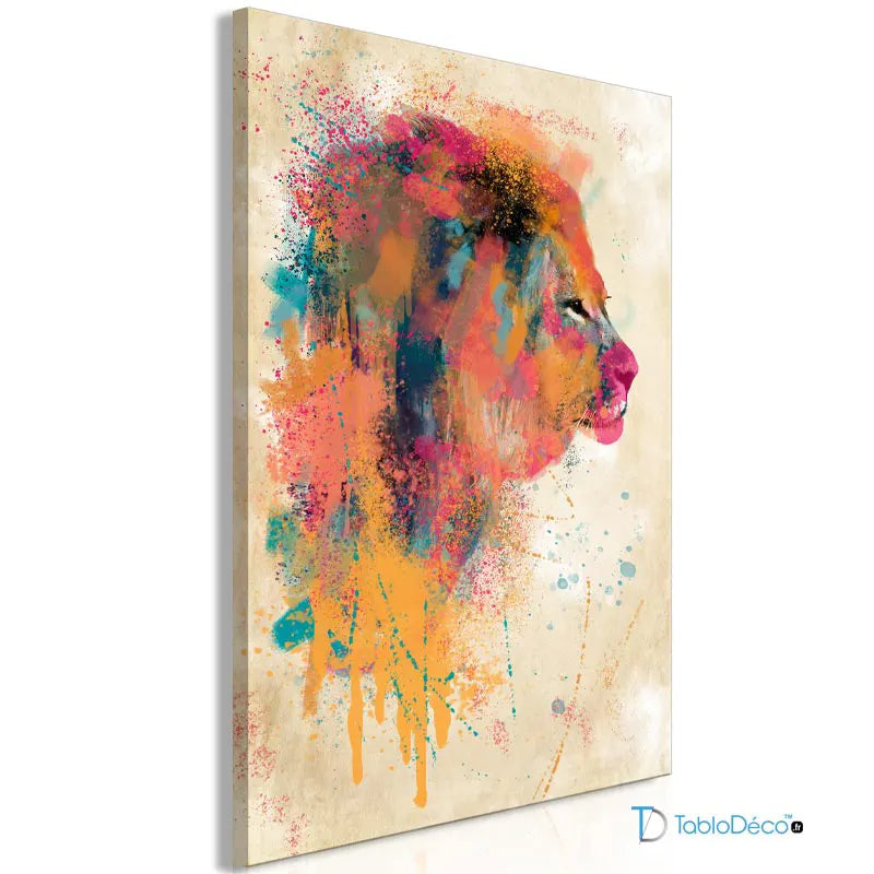 Acheter un Tableau d'un Lion Abstrait en Couleurs - TabloDéco.fr