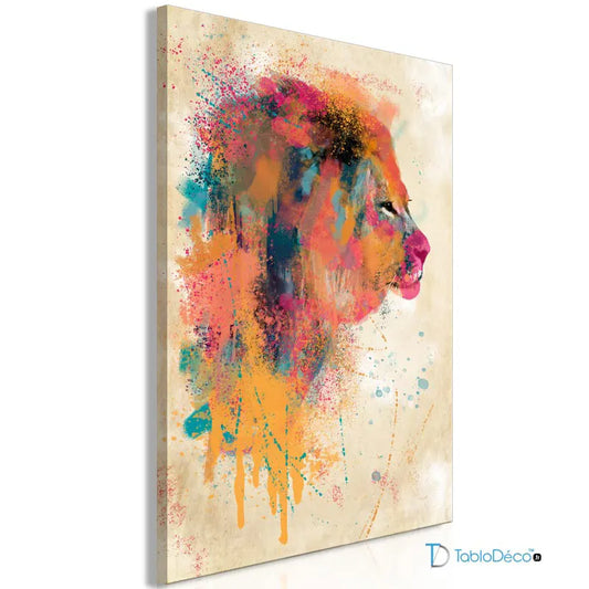 Acheter un Tableau d'un Lion Abstrait en Couleurs - TabloDéco.fr