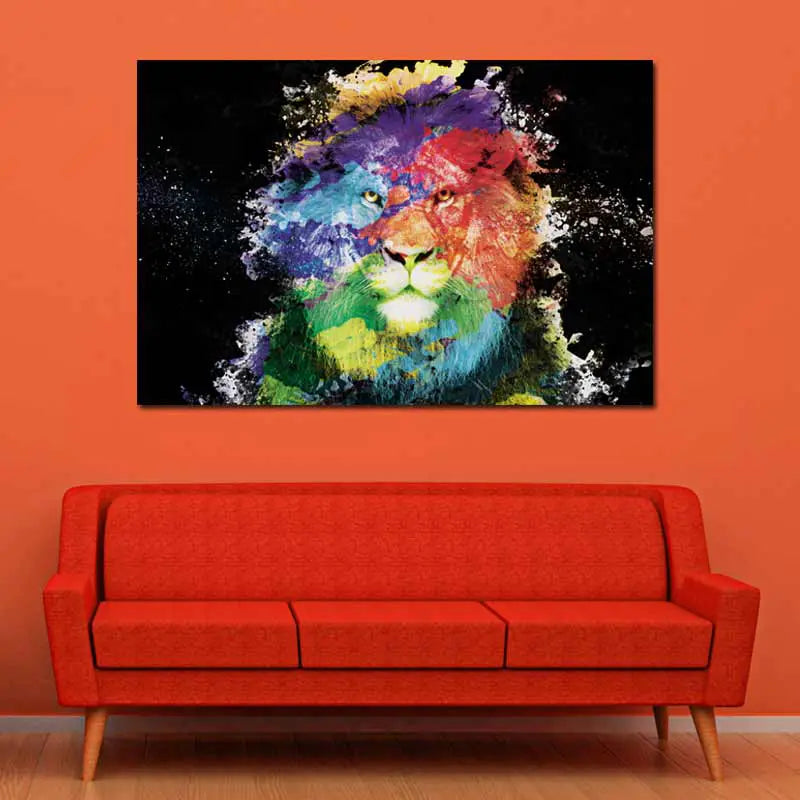 Tableau Lion Multicolore - TabloDéco.fr