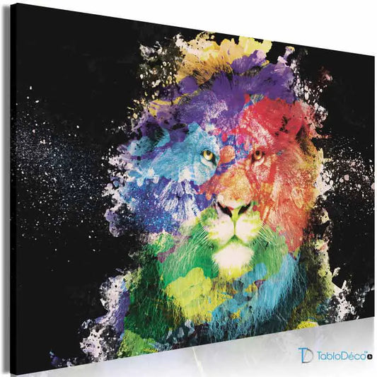 Acheter un Tableau Lion Multicolore - TabloDéco.fr