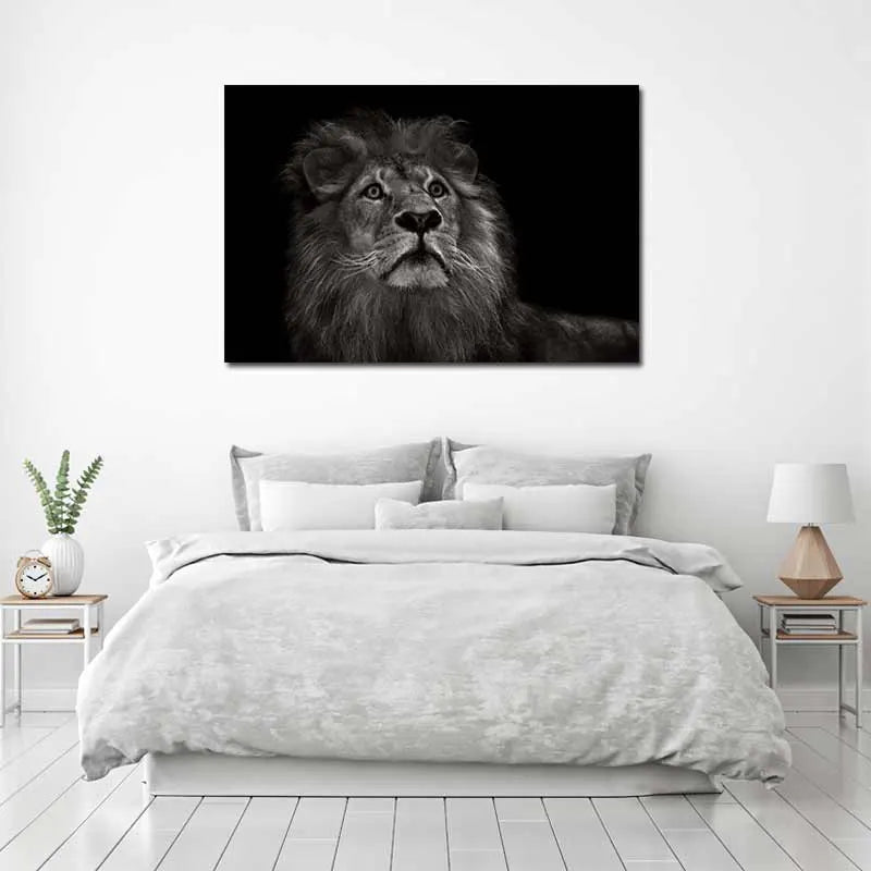 Tableau décoratif d'un Lion en Noir et Blanc - TabloDéco.fr