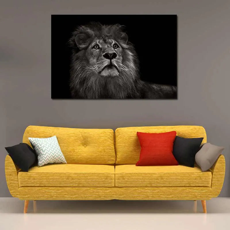 Tableau Lion Noir et Blanc - TabloDéco.fr