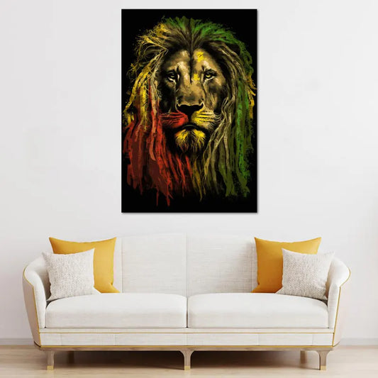 Toile décorative d'un Lion style Rasta - TabloDéco.fr