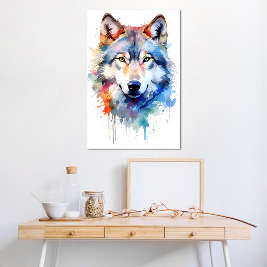Toile décorative avec un Loup Aquarelle - TabloDéco.fr