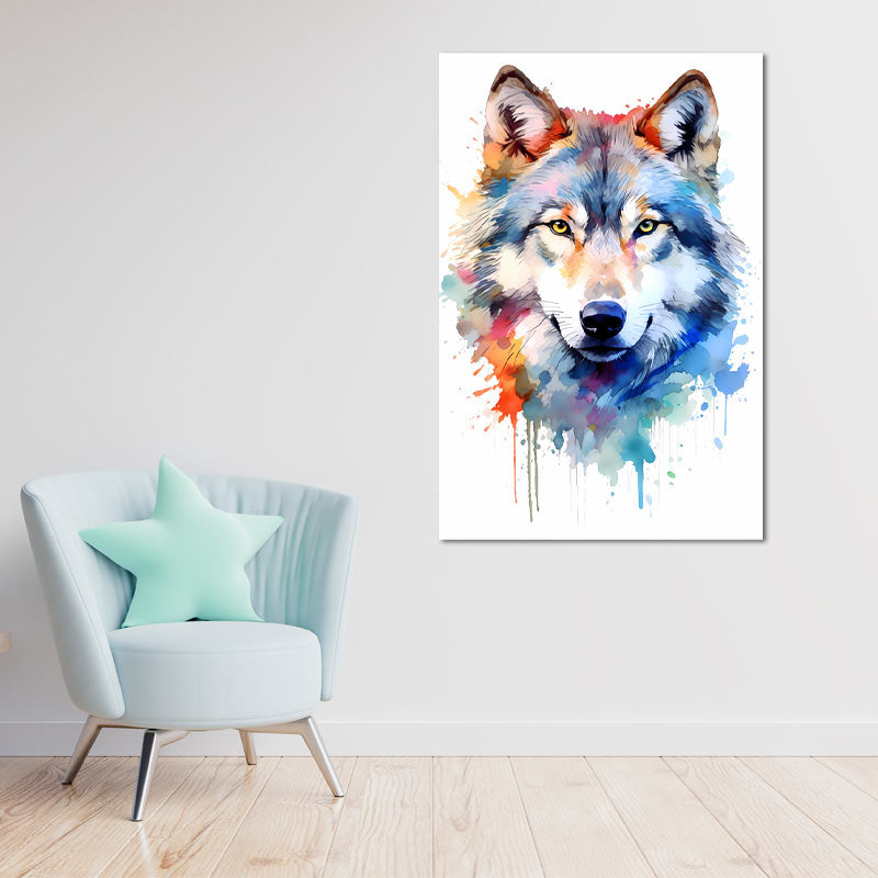 Tableau de décoration avec un Loup Aquarelle - TabloDéco.fr