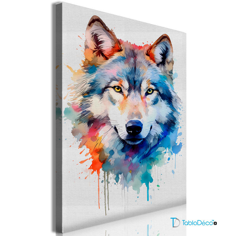 Acheter un tableau d'un loup dans un style aquarelle - TabloDéco.fr