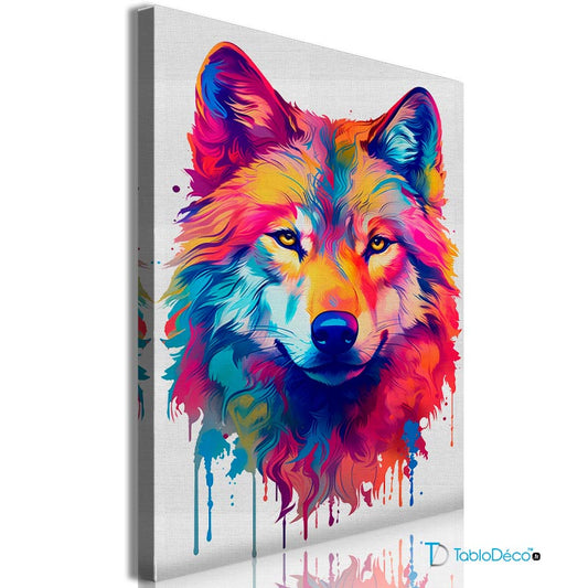 Acheter un Tableau d'un Loup Coloré sur fond blanc - TabloDéco.fr