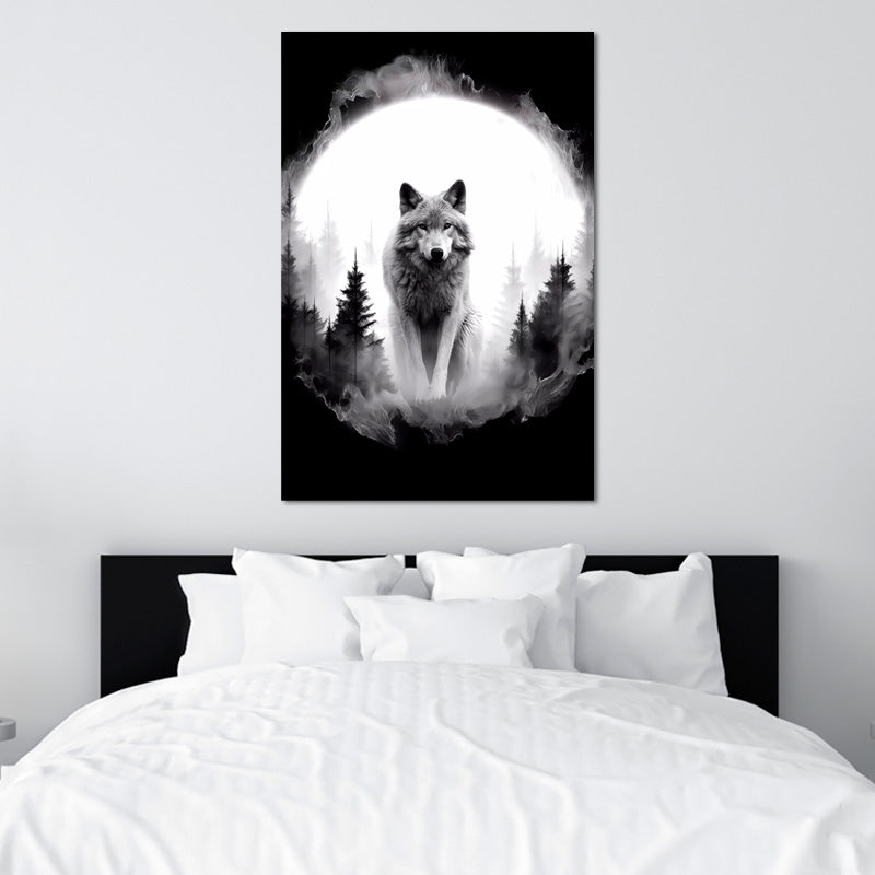 Tableau Loup Lune - TabloDéco.fr
