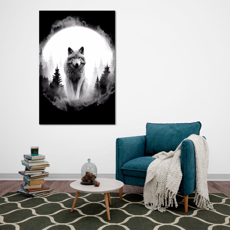 Tableau de décoration Loup et Lune - TabloDéco.fr