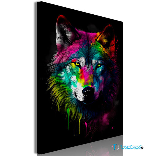 Acheter un Tableau avec un Loup Multicolore - TabloDéco.fr