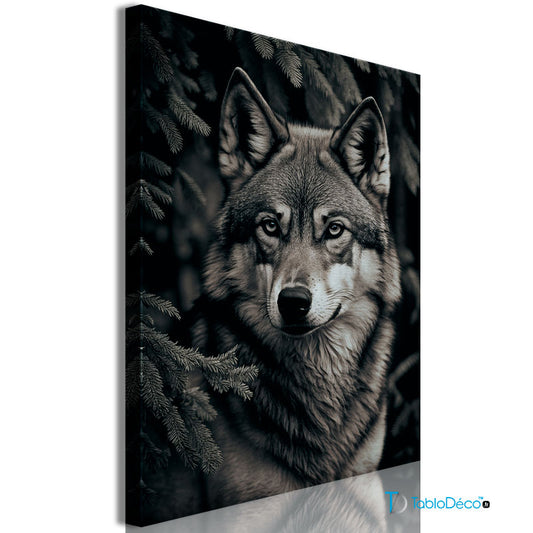 Acheter un Tableau sur toile Loup noir et blanc - TabloDéco.fr