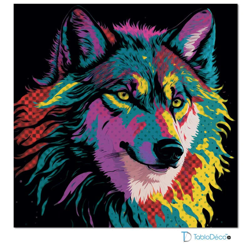 Acheter un tableau d'un loup de style pop art - TabloDéco.fr