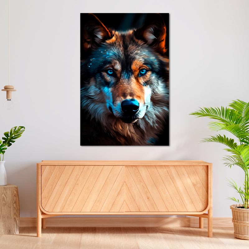 Tableau d'un Loup Yeux Bleu - TabloDéco.fr