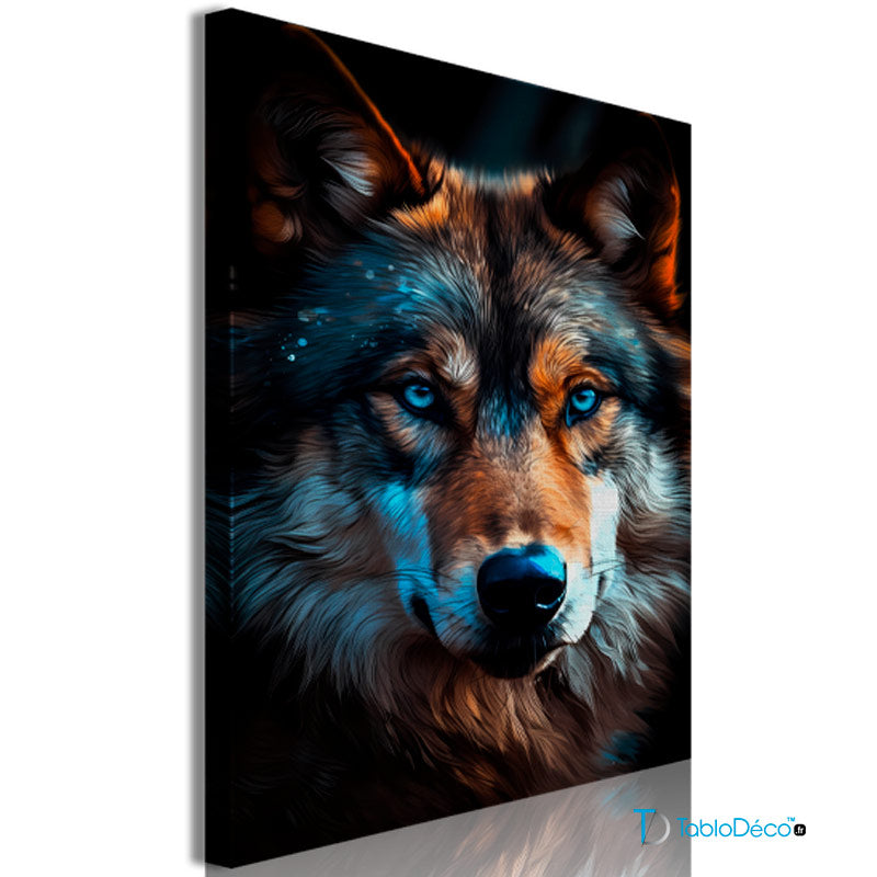 Acheter un Tableau décoratif d'un Loup aux Yeux Bleus - TabloDéco.fr