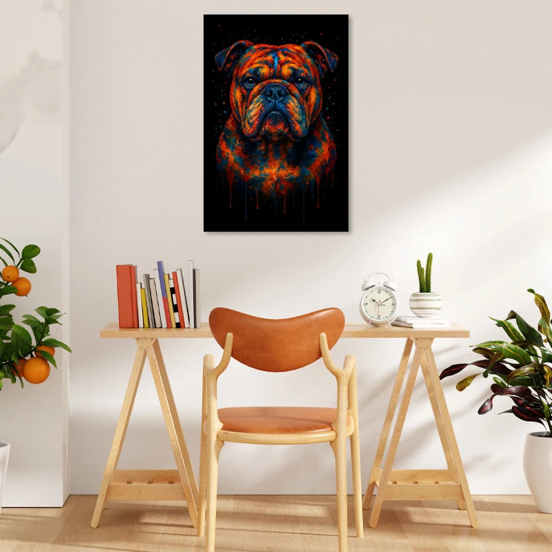 Tableau Mural d'un Bulldog Multicolore