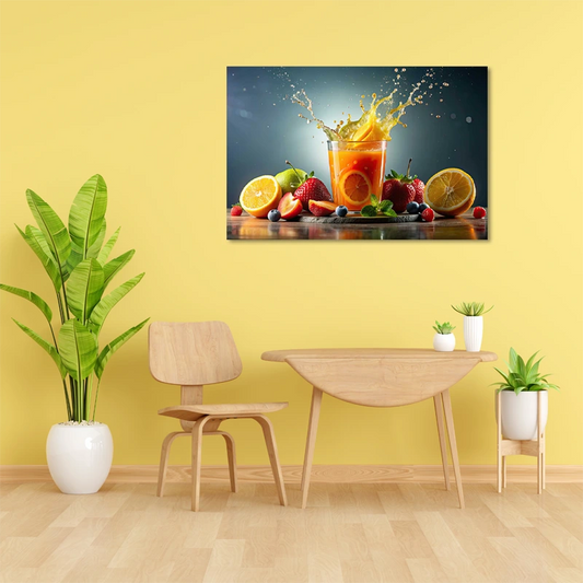Tableau mural avec un Jus d'Agrumes et Fruits Rouges dans une cuisine