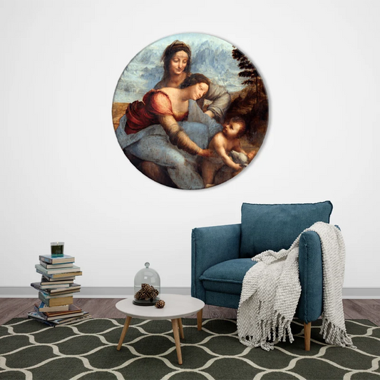 Tableau mural rond La sainte Anne dans un salon