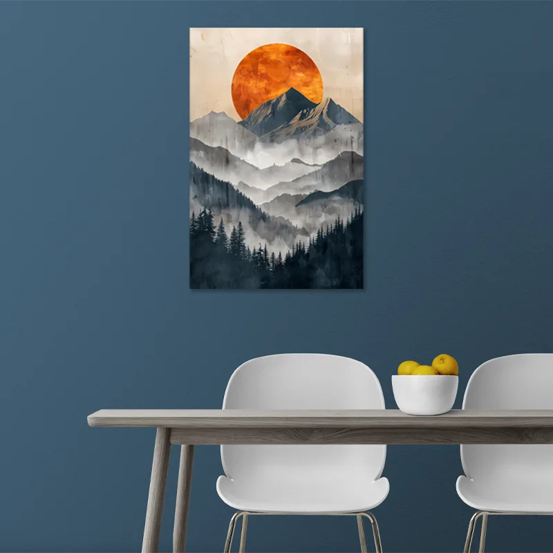 tableau mural style scandinave soleil orange