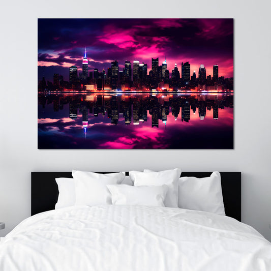 Toile décorative de New York fond Violet - TabloDéco.fr